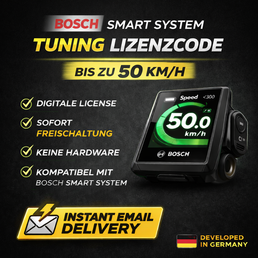 Bosch Smart System Tuning Lizenz – Geschwindigkeitsfreigabe bis 50 km/h – Digitale Aktivierung – Sofort per E-Mail